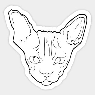 Sphynx cat black line art Sticker